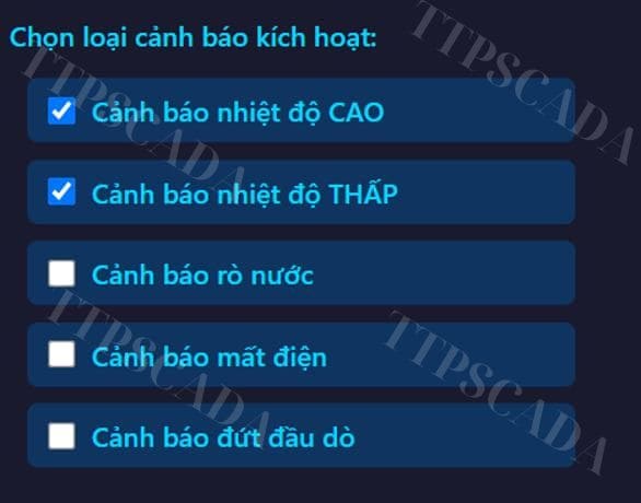 chọn option cảnh báo mất điện